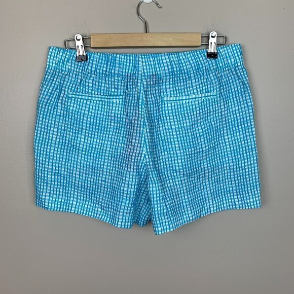 Lilly Pulitzer Lagoon Linen Seabreeze Blue Along The Same Line Shorts Med - NEW